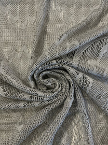 SALE 2 YD Polyester and Lurex Knit Lace - Gray and Silver