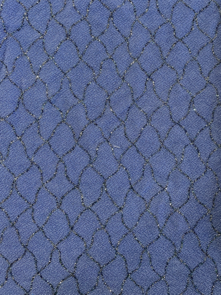 1 YD Polyester Stretch Knit - Blue with Gray Glitter