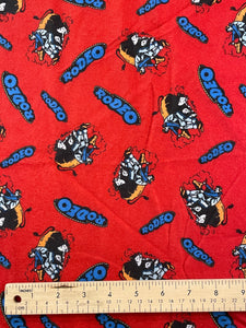 2003 1 YD Nylon Tricot Flannel - Red with Cowboys