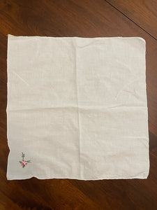 SALE Handkerchief Vintage - White with Cross Stitch and Embroidery