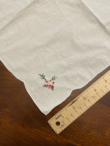 Handkerchief Vintage - White with Cross Stitch and Embroidery