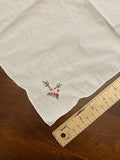 Handkerchief Vintage - White with Cross Stitch and Embroidery