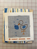 SALE 1975 Wool Needlepoint Kit Vintage - Baby's Name with Stork in Blue