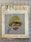 SALE 1977 Wool Needlepoint Kit Bundle Vintage - Girl and Boy in Hats