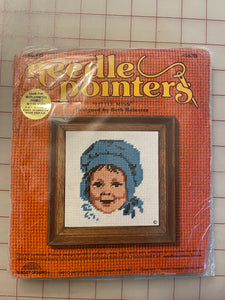 SALE 1977 Wool Needlepoint Kit Bundle Vintage - Girl and Boy in Hats
