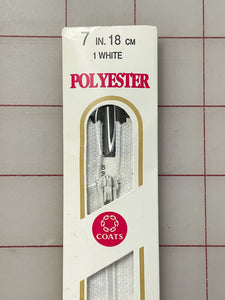 Zipper 7" Polyester Coil - White