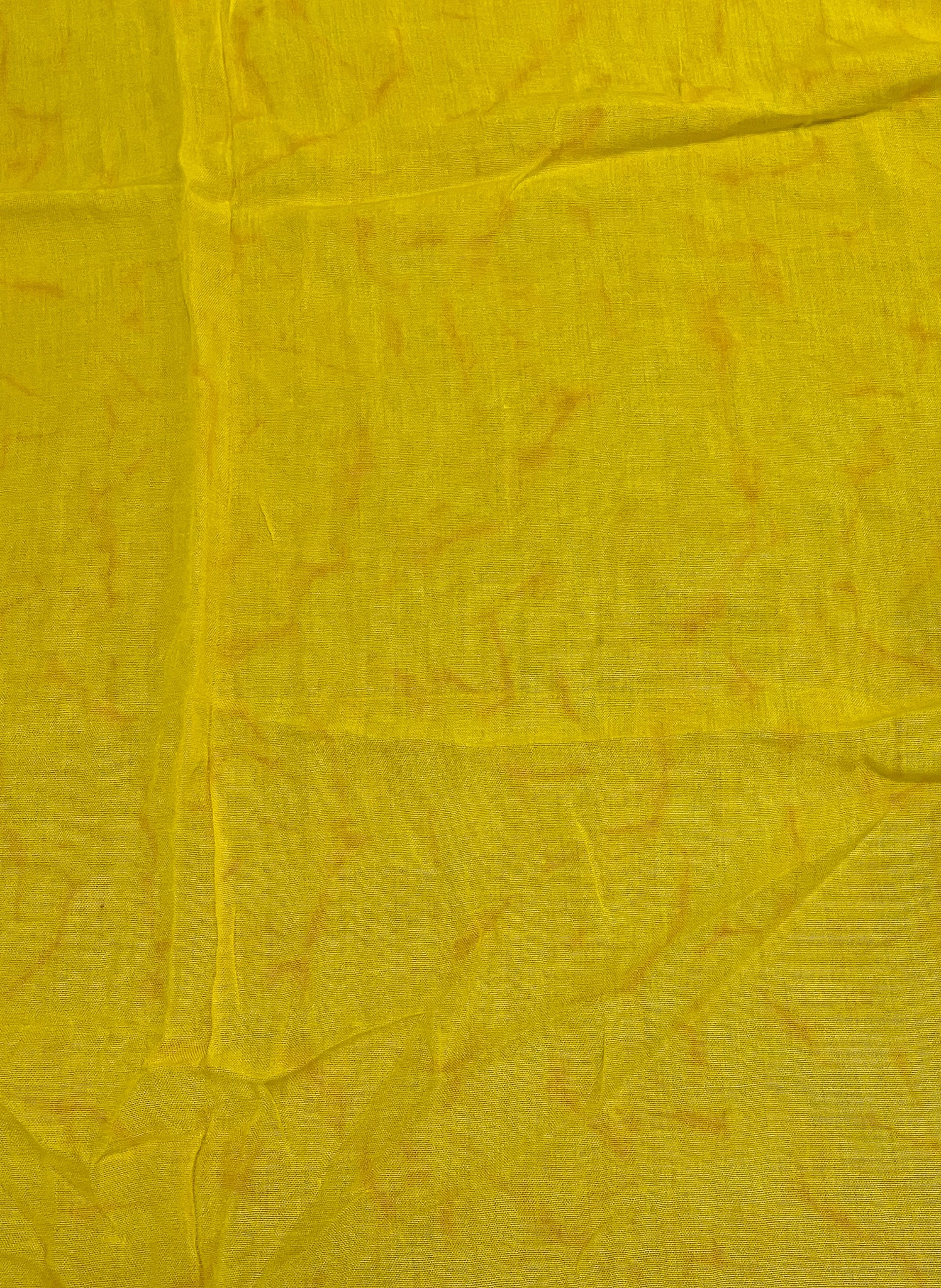 SALE 1 3/4 YD Rayon - Bright Mottled Yellow with Self Fringe on Cut Ends