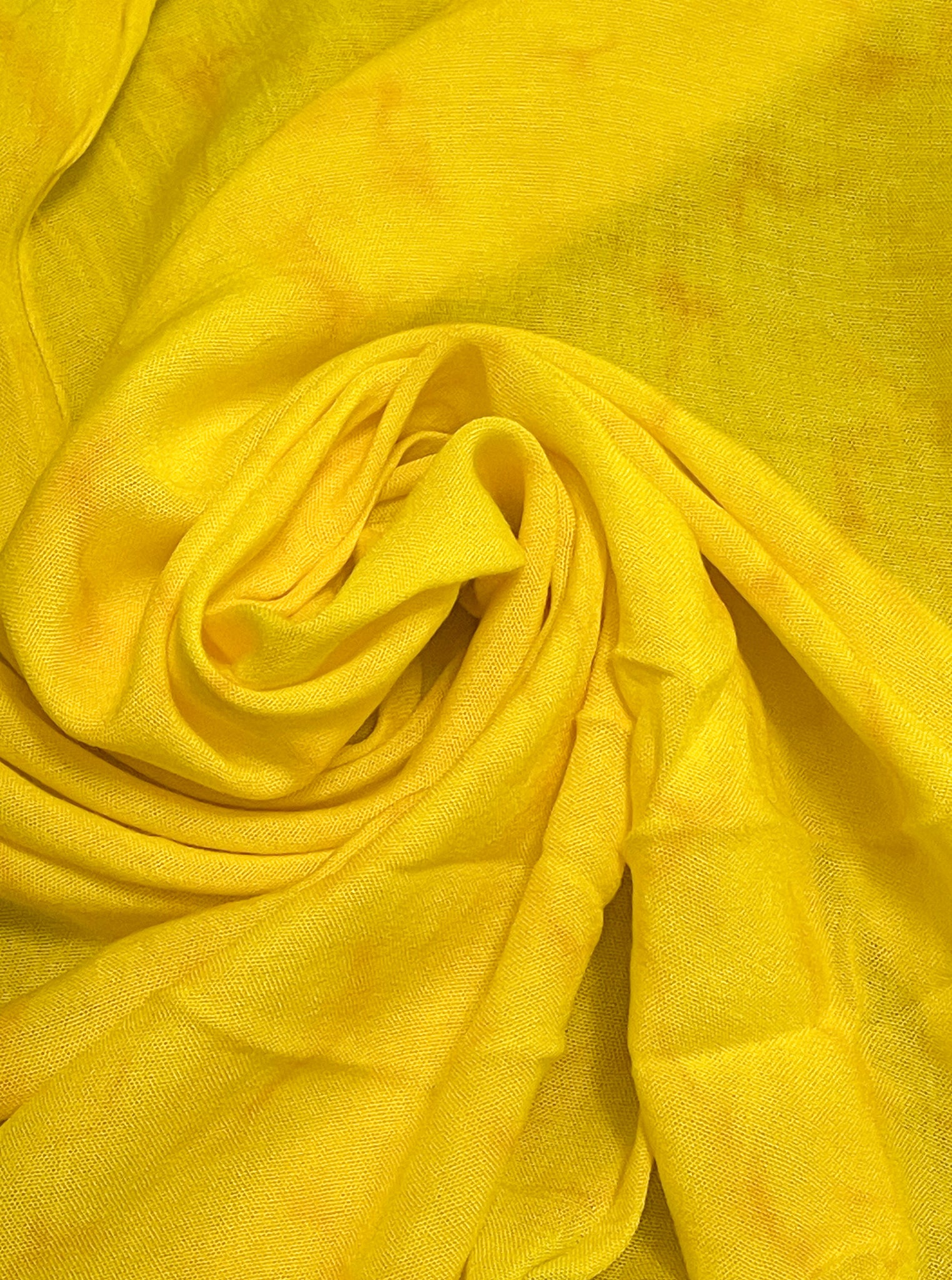 1 3/4 YD Rayon - Bright Mottled Yellow with Self Fringe on Cut Ends