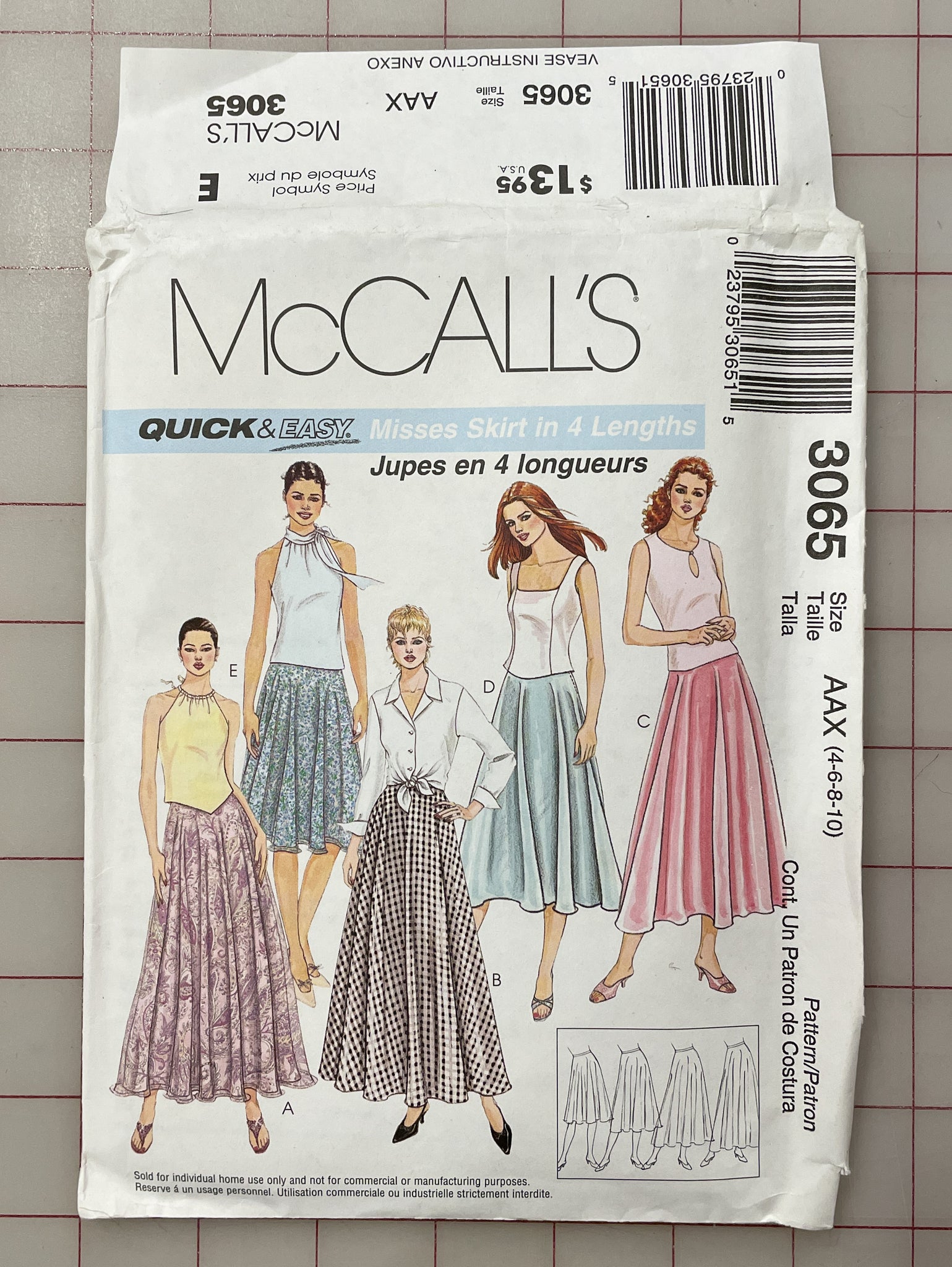 SALE 2000 McCall's 3065 Pattern - Skirt FACTORY FOLDED