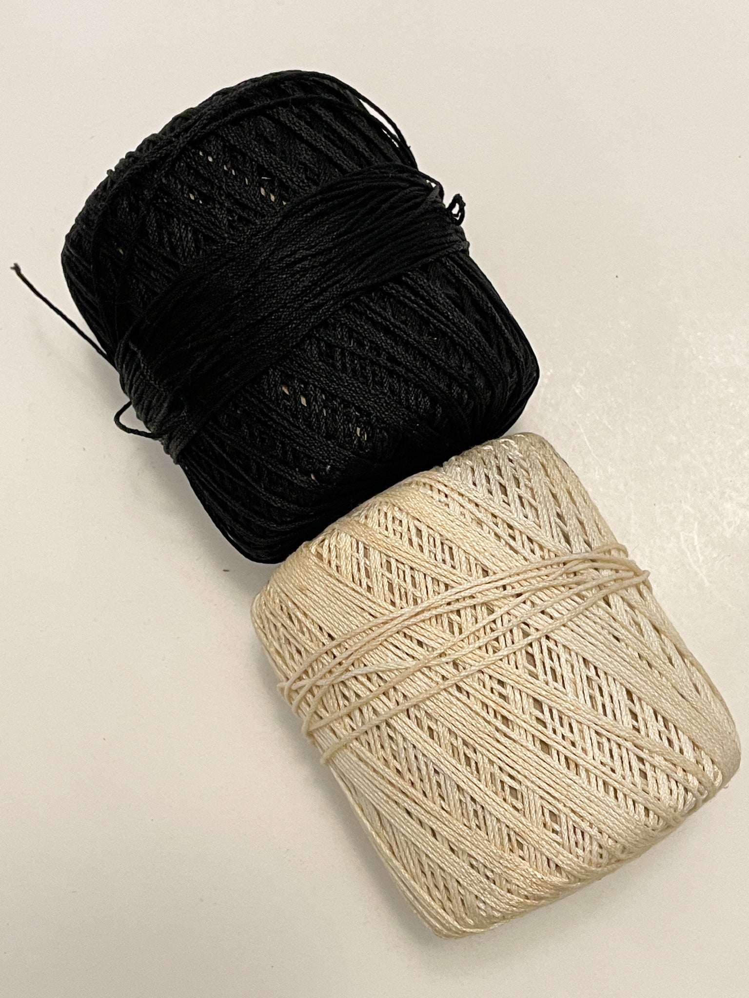 SALE Cotton Crochet Bundle Vintage Thread Remnants - Black and Off White