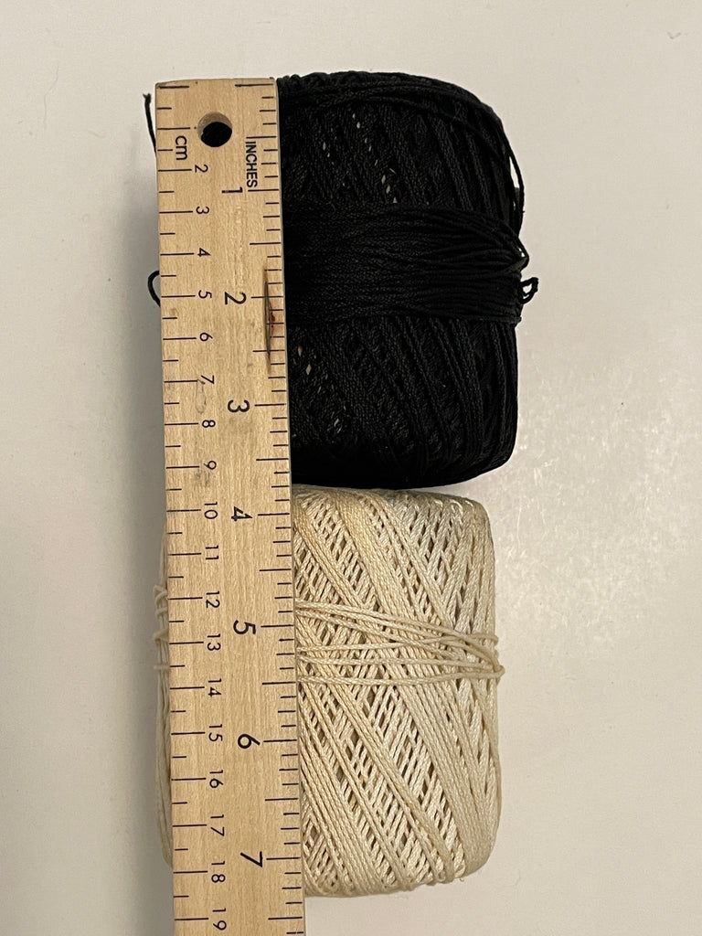 Cotton Crochet Bundle Vintage Thread Remnants - Black and Off White