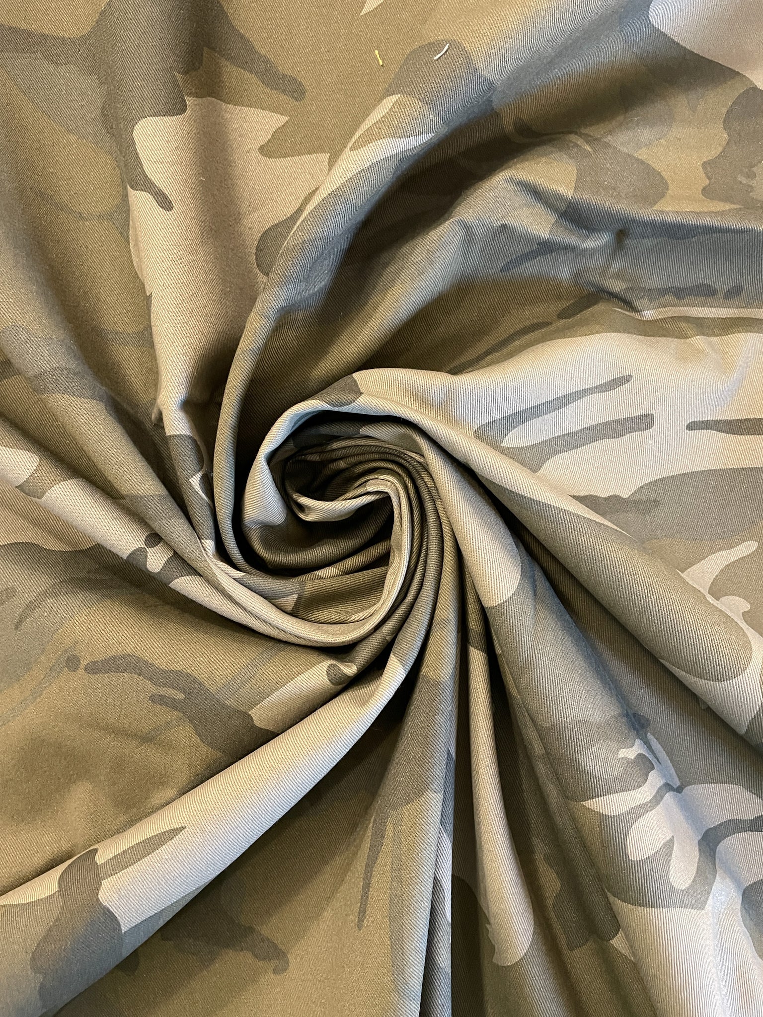 SALE 1 5/8+ YD Cotton Twill Camouflage - Gray, Green and Black