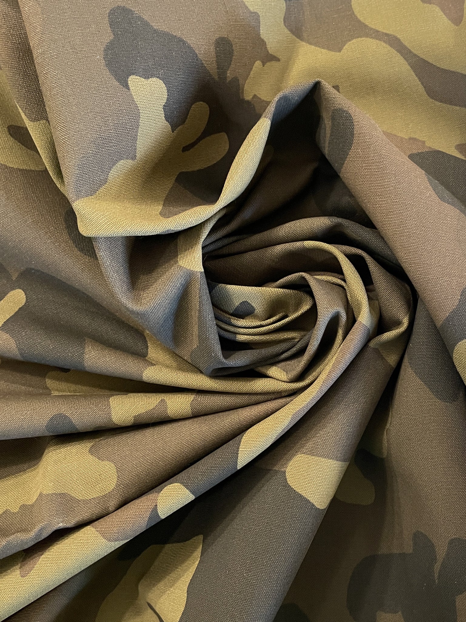 SALE 2 5/8+ YD Cotton Camouflage - Jungle Greens, Brown and Black