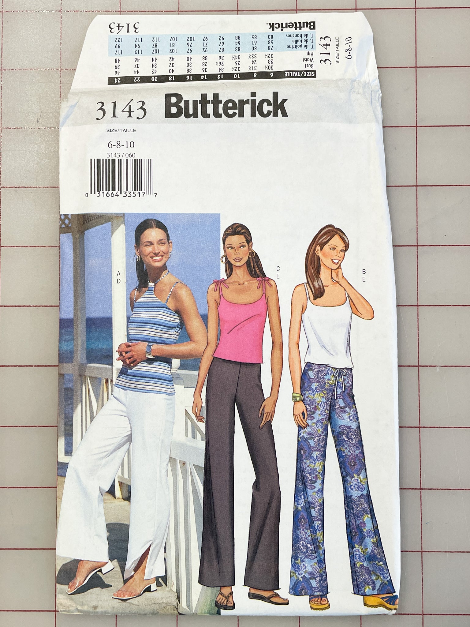 SALE 2001 Butterick 3143 Pattern - Knit Top and Pants FACTORY FOLDED