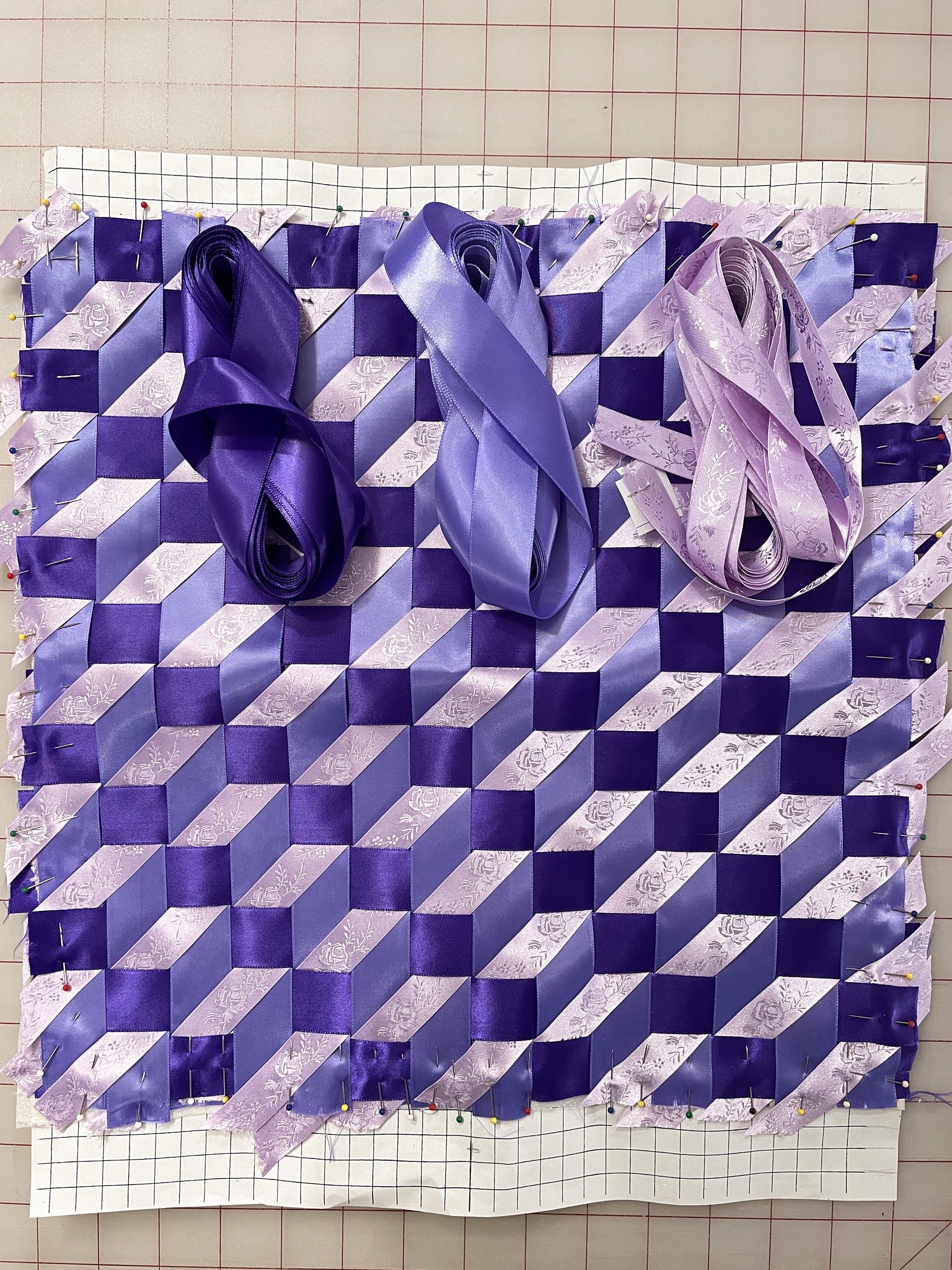 SALE Woven Ribbon Panel U.F.O. and Remaining Ribbon - Purples
