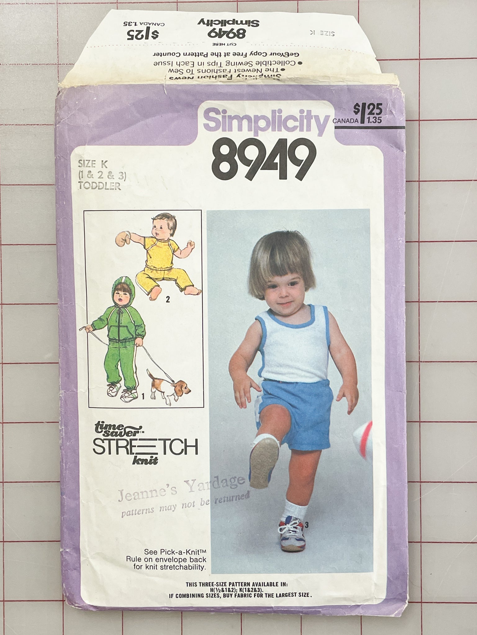 SALE 1979 Simplicity 8949 Pattern - Toddler's Knit Top, Sweatshirt, Shorts and Pants