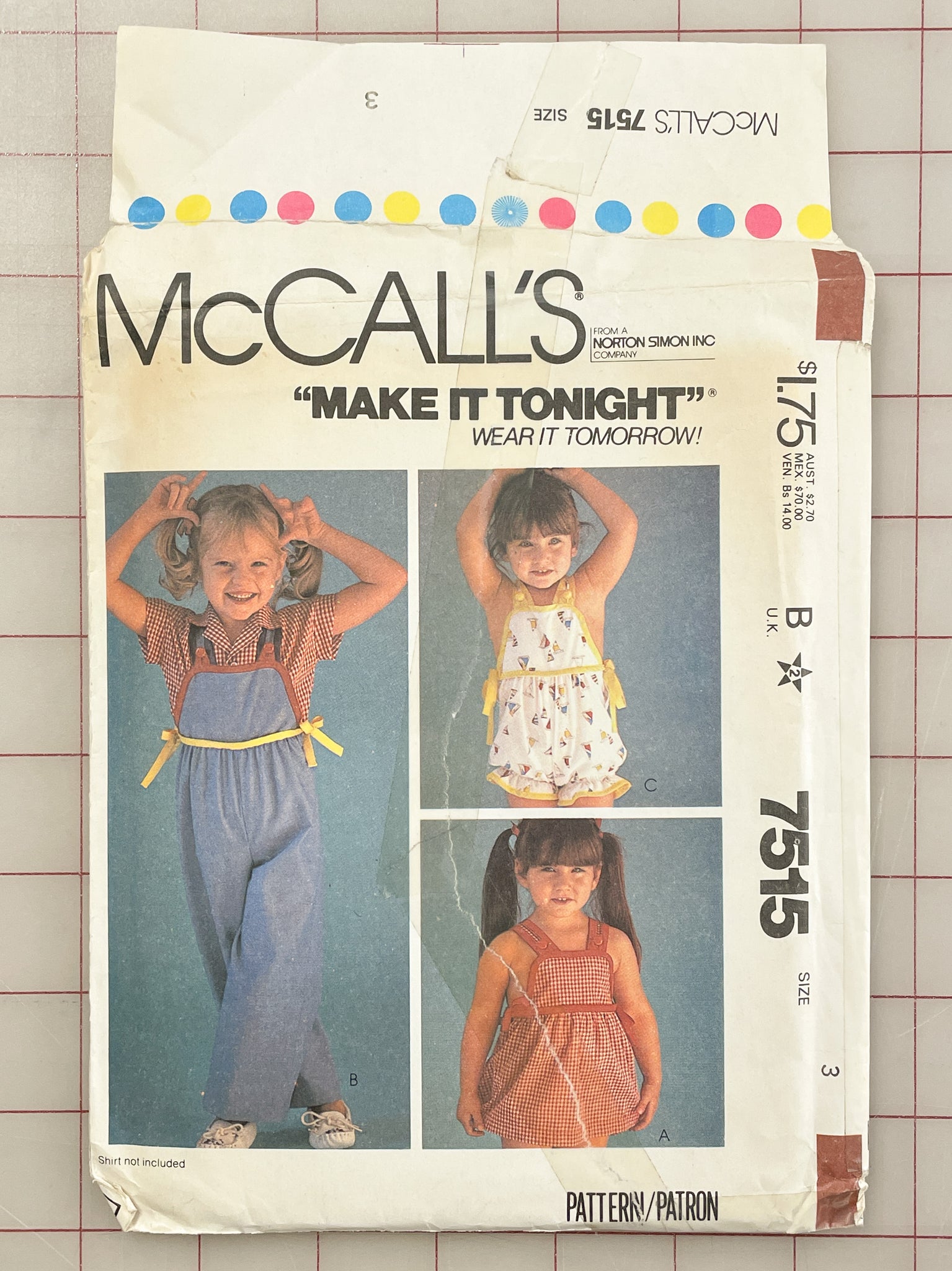 1981 McCall's 7515 Pattern - Child's Jumper and Overalls
