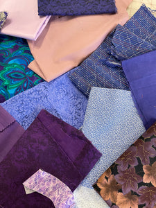 Quilting Cotton Mystery Scrap Remnant Bundle - Purples 1 POUND