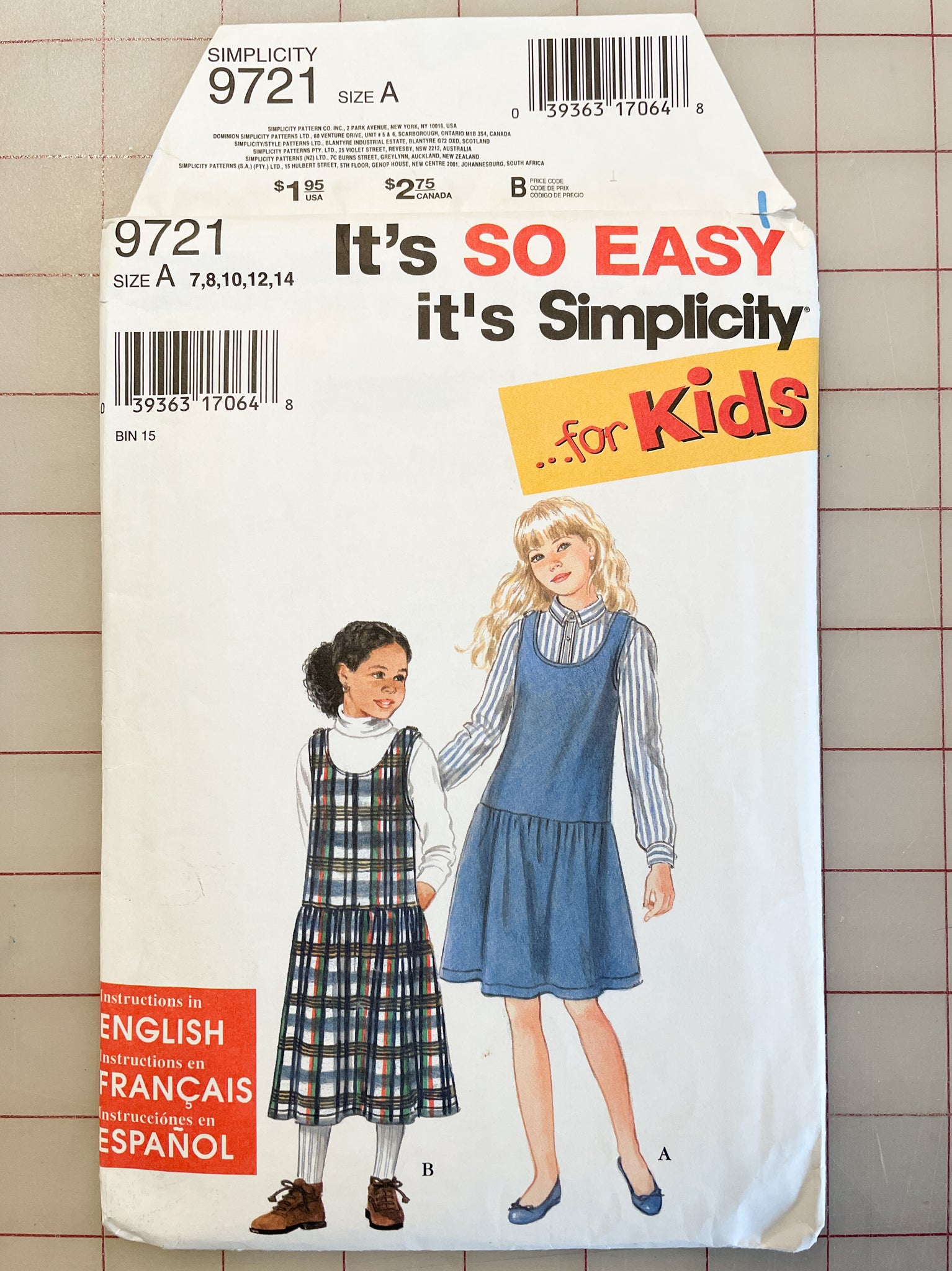 SALE 1995 Simplicity 9721 Pattern - Girl's Jumper