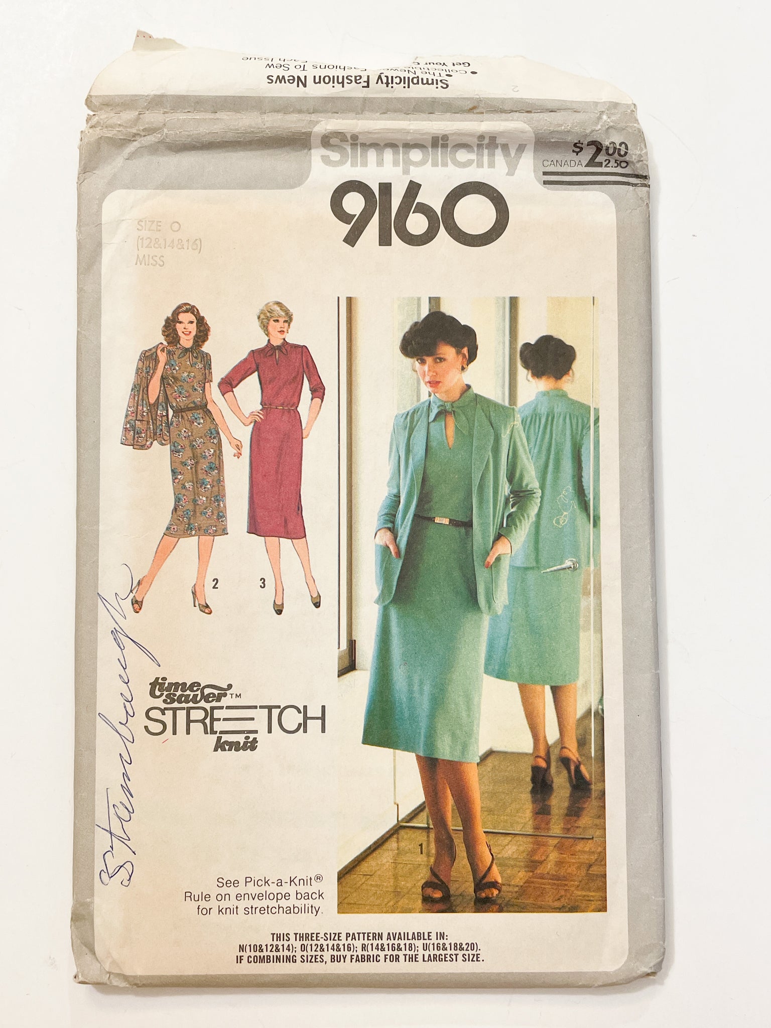 SALE 1979 Simplicity 9160 Pattern - Knit Dress and Jacket FACTORY FOLDED