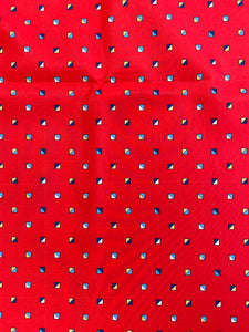 2 2/3 YD Polyester Vintage - Red with Blue Yellow and White Squares