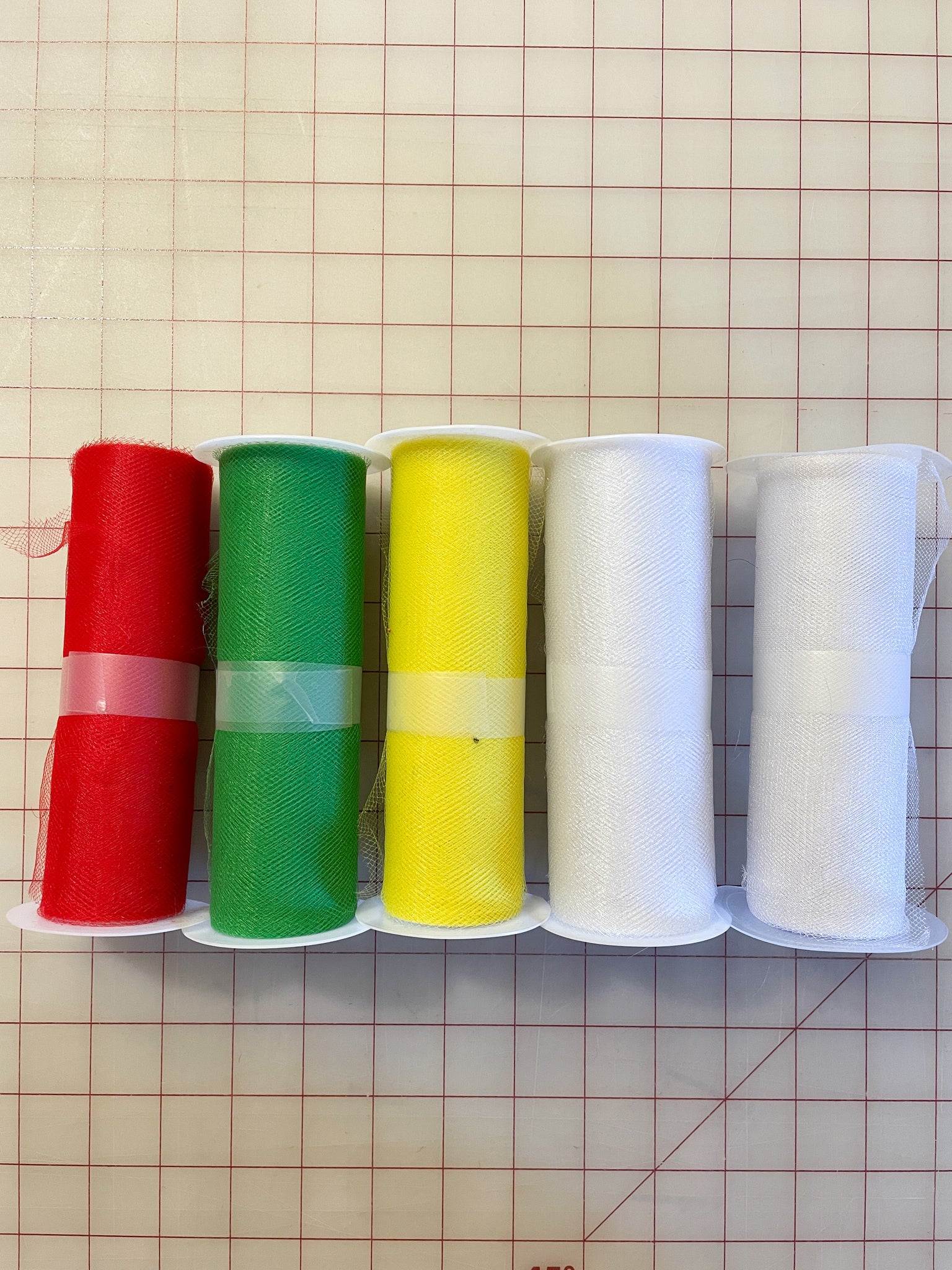 Spools of Tulle Bundle - Red, Green, Yellow and White