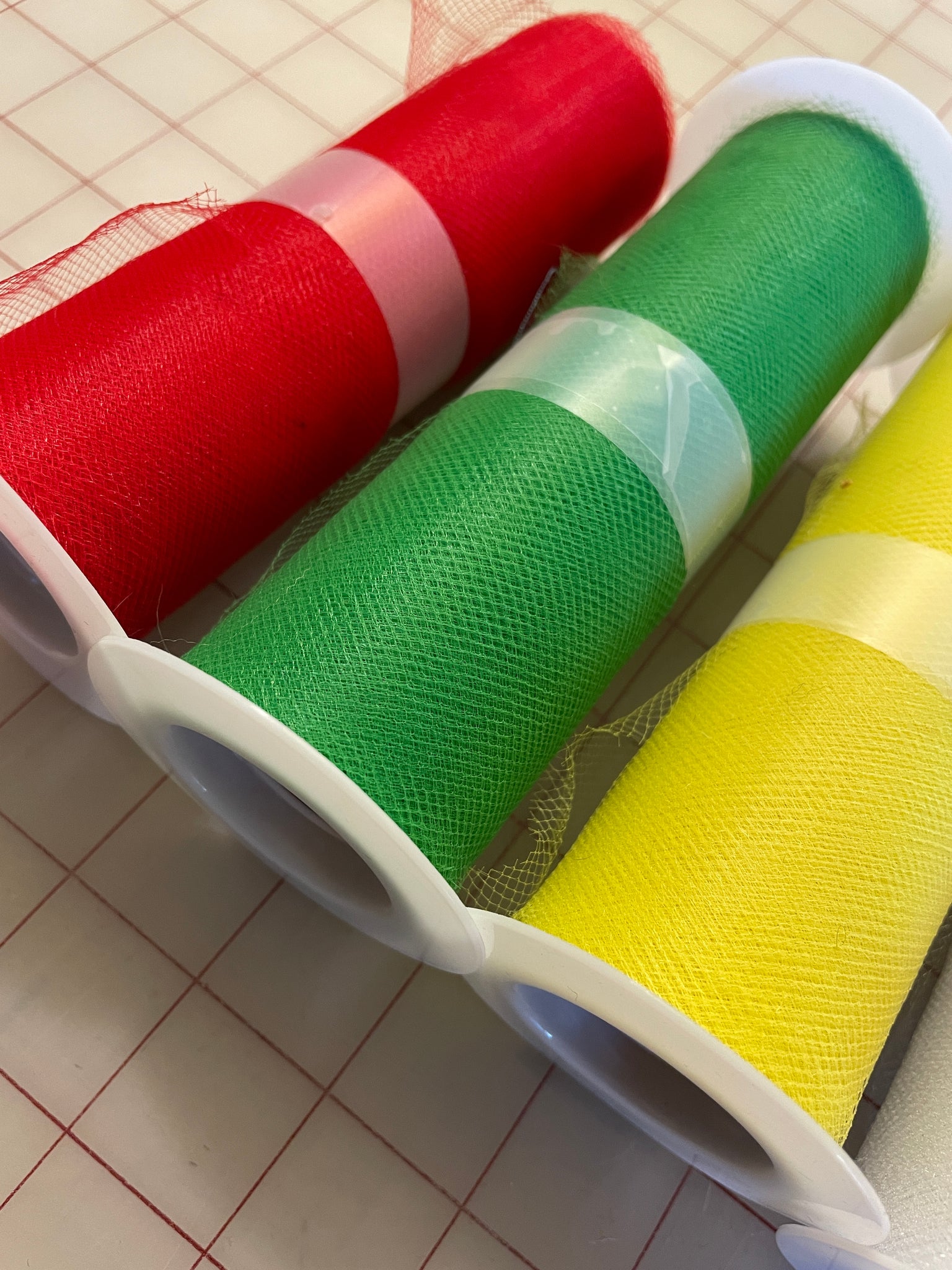 SALE Spools of Tulle Bundle - Red, Green, Yellow and White