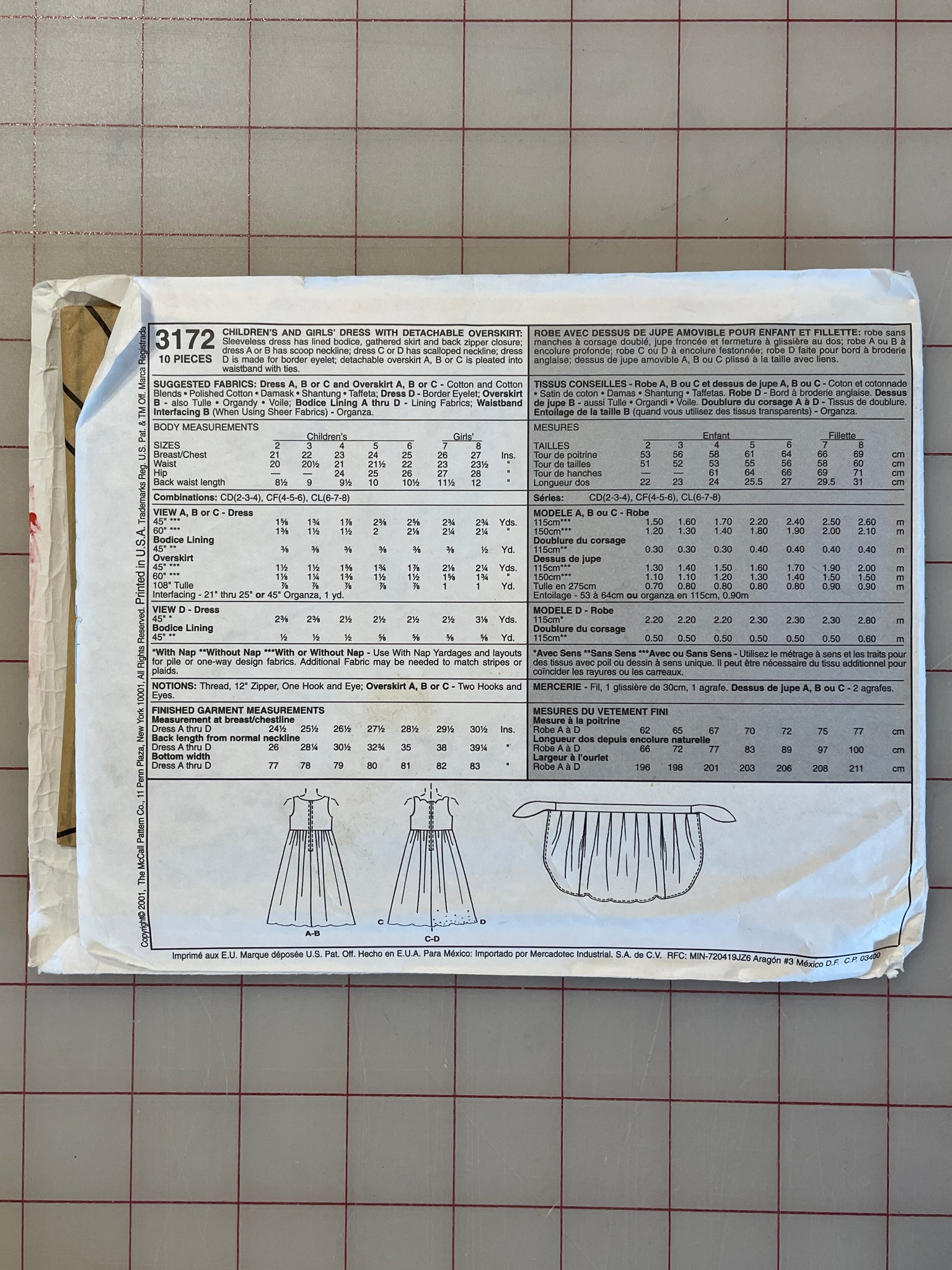 SALE 2001 McCall's 3172 Pattern - Child's Dress FACTORY FOLDED