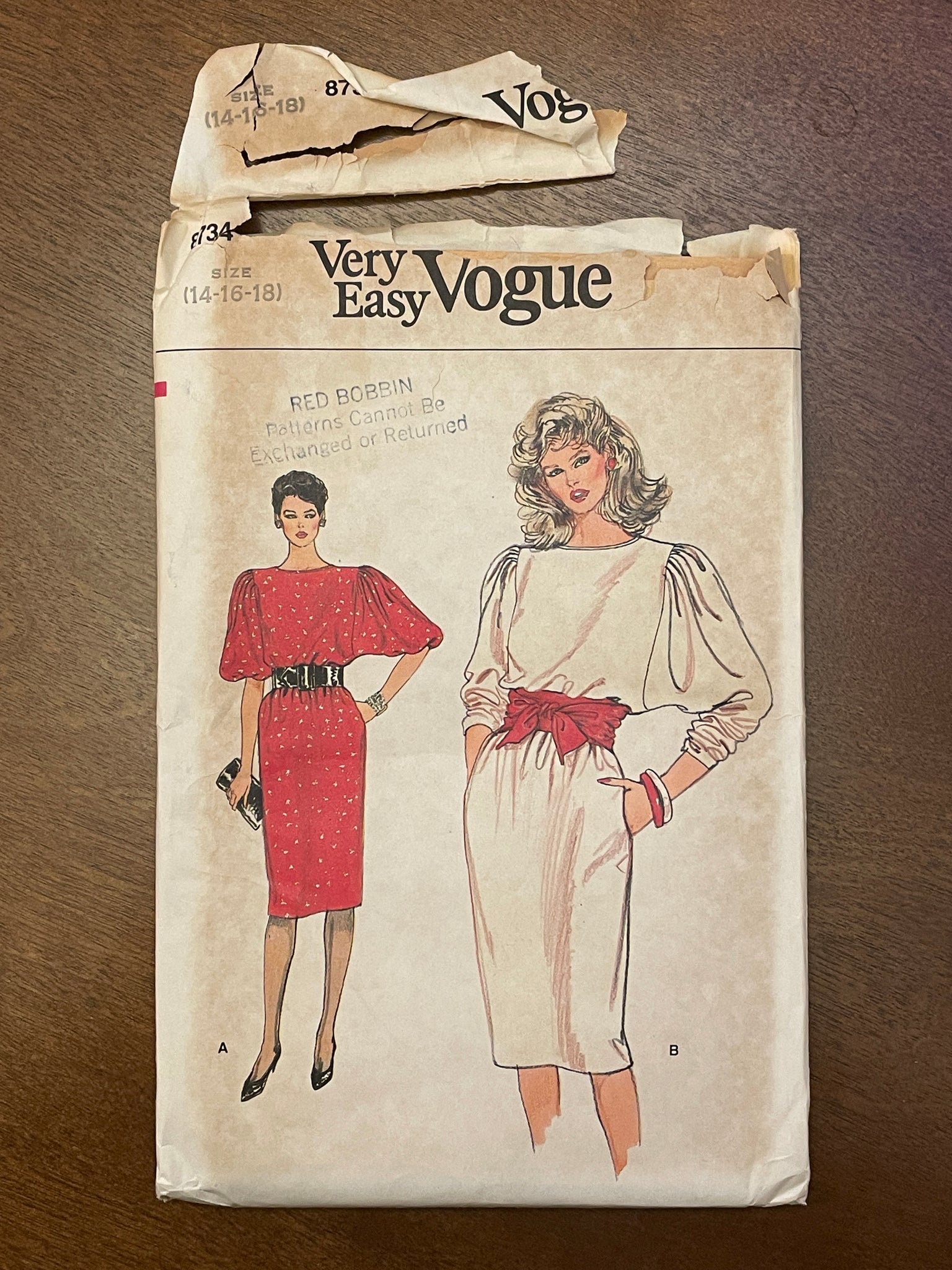 1980's Vogue 8734 Pattern - Dress FACTORY FOLDED