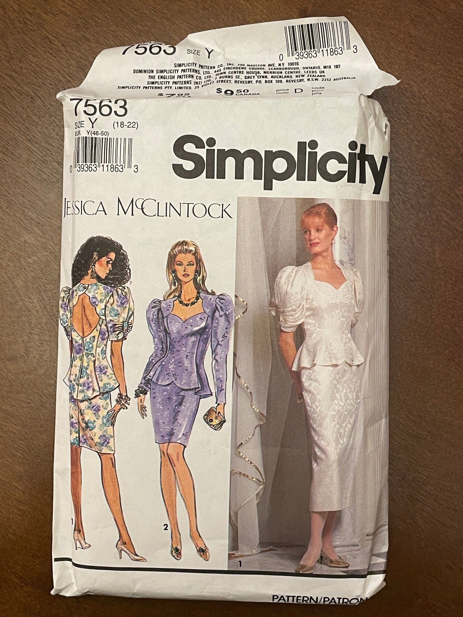 1991 Simplicity 7563 Pattern - Women's Two-Piece Dress