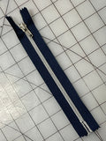 Zipper Coil 8" - Navy Blue with Silver Coil