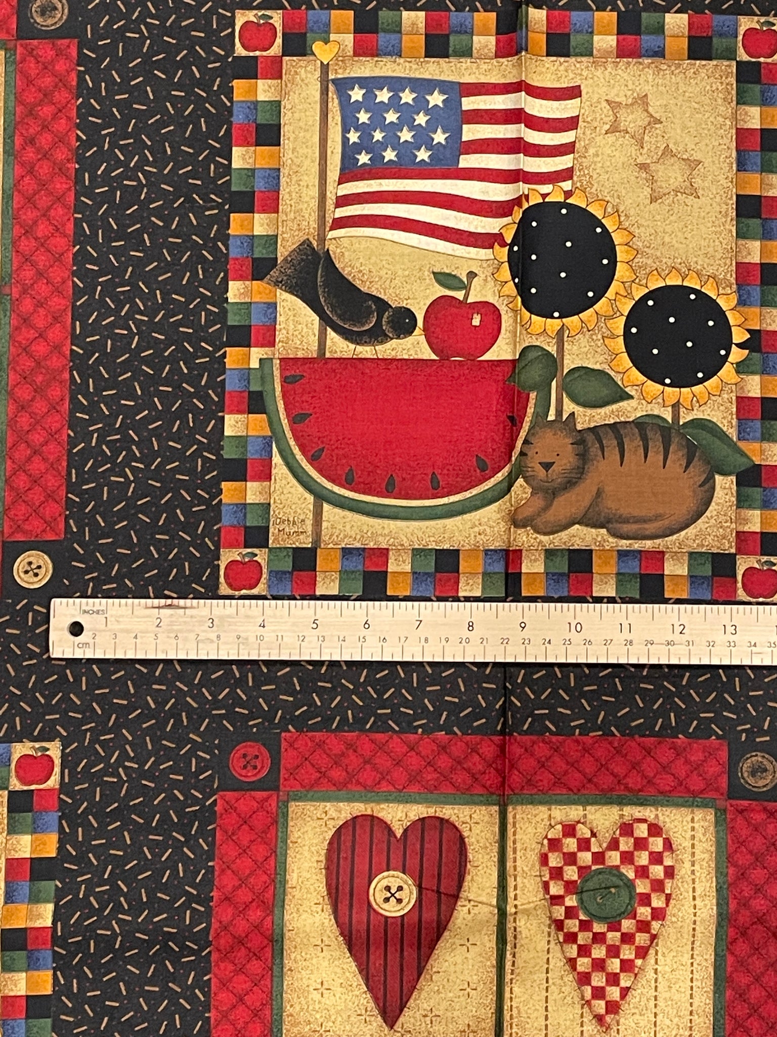 SALE Quilting Cotton - Hearts, Flags and Watermelon