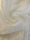 1 3/4 YD Polyester Embroidered Organza with Scalloped Edge - Off White