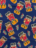 Remnant Quilting Cotton - Navy Blue with Musicians and Holly