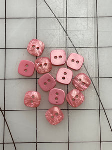 Button Set of 12 Plastic - Pearlized Pink