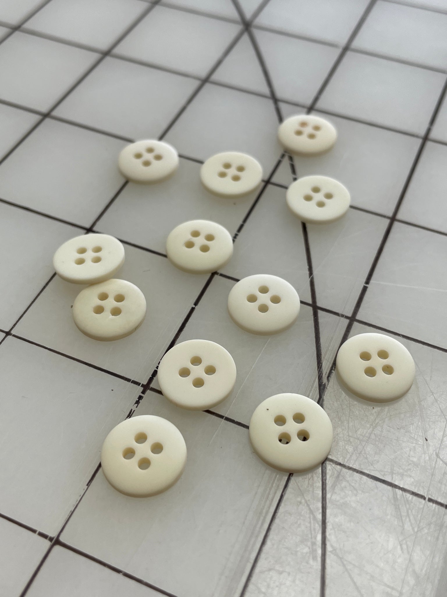 SALE Buttons Plastic Set of 12 Vintage - Off White