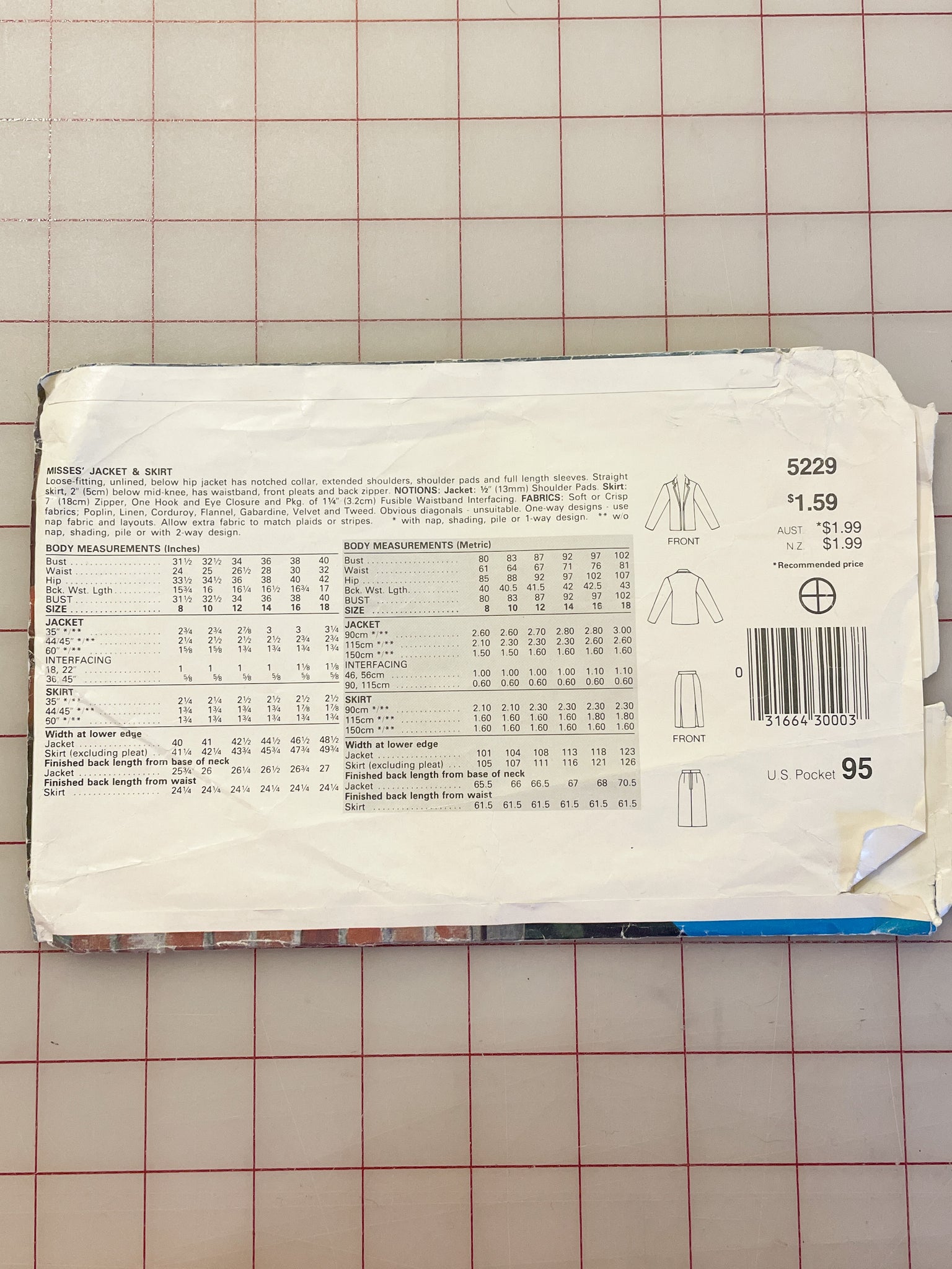 SALE 1980's See & Sew 5229 Pattern - Jacket and Skirt