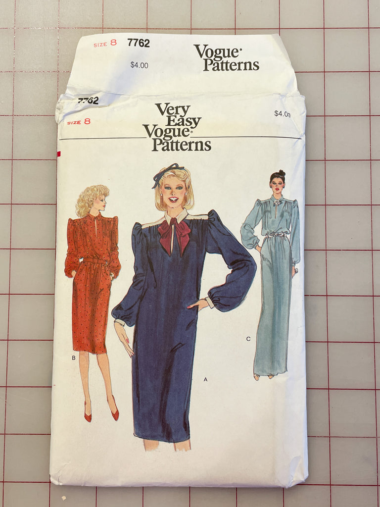 1980's Vogue 7762 Pattern - Dress FACTORY FOLDED