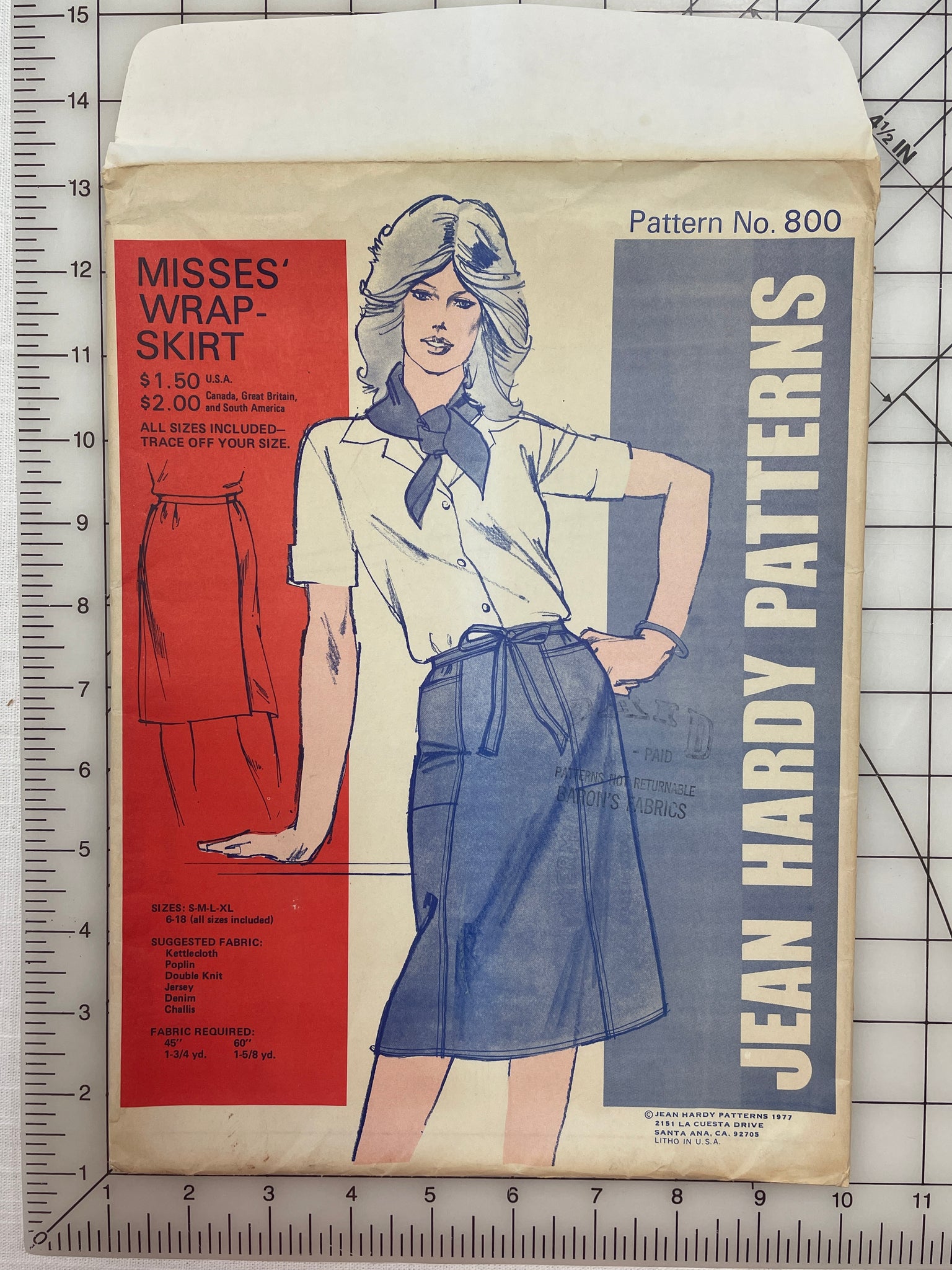 1977 Jean Hardy 800 Pattern - Women's Wrap Skirt UNCUT