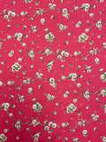 Polyester Georgette Vintage - Red with Ecru and Green Flowers