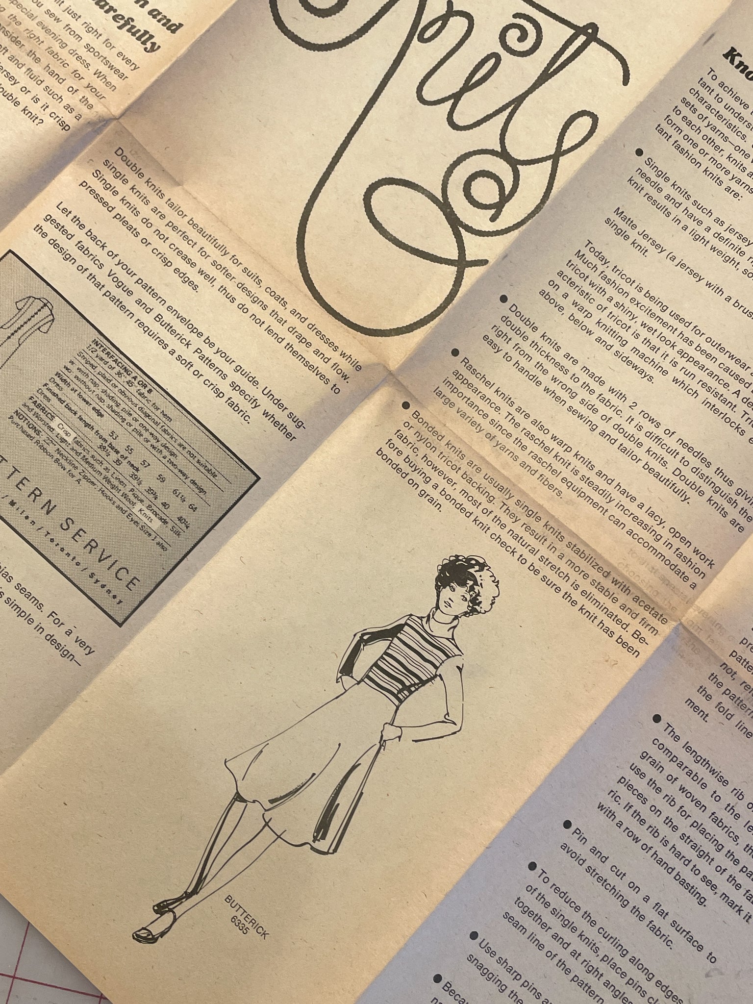 1970's Pamphlet - Sewing with Special Fabrics Knits