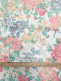 2 1/4 YD Poly/Cotton Polished Vintage - White with Pink and Yellow Flowers