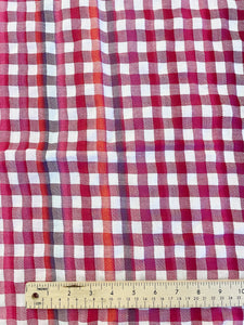 Remnant Polyester Blend Yarn-Dyed Gingham Remnant - Pink and White