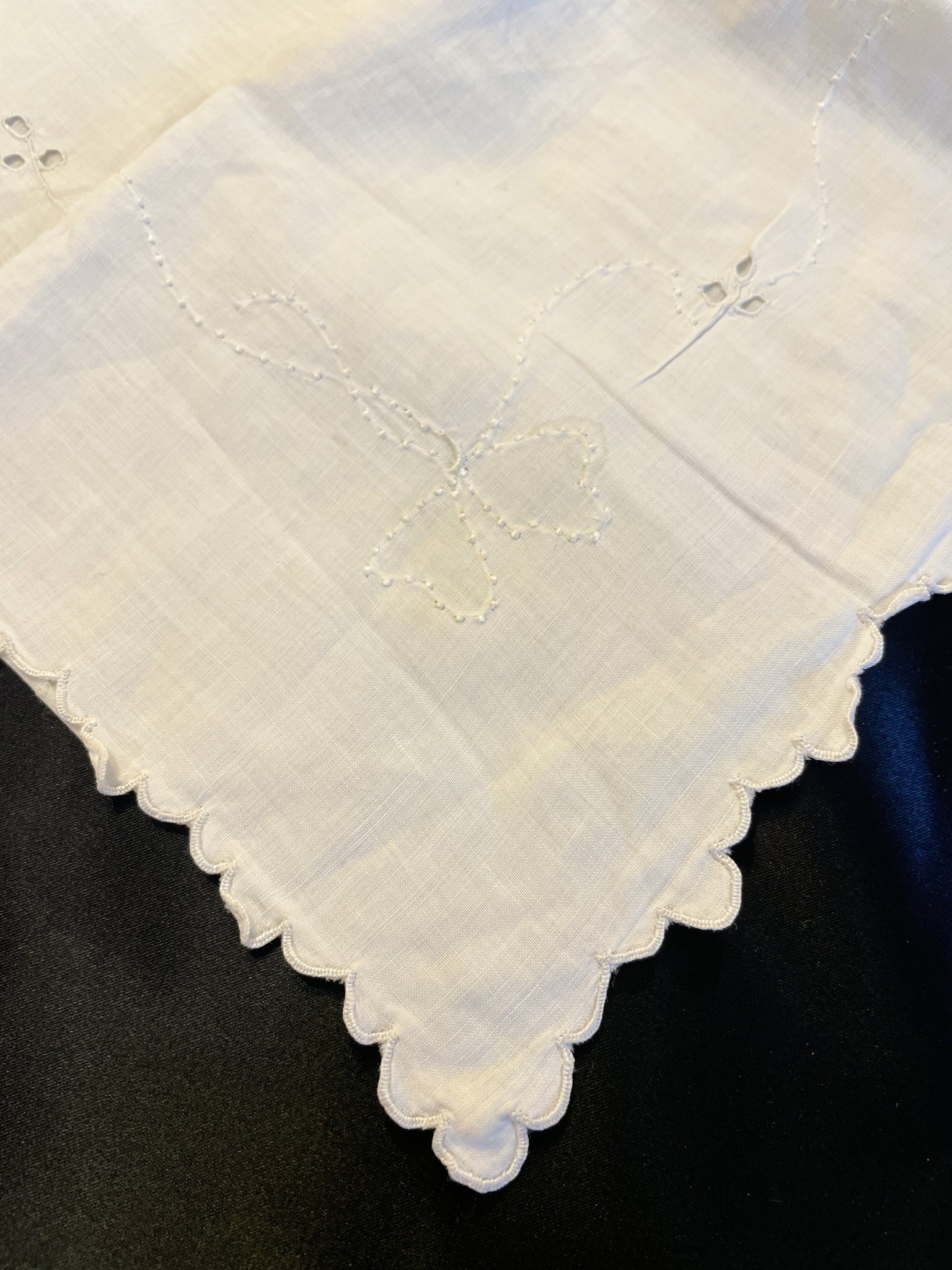Pillow Sham Vintage Child's or Doll Size - White with Embroidered Scalloped Edges