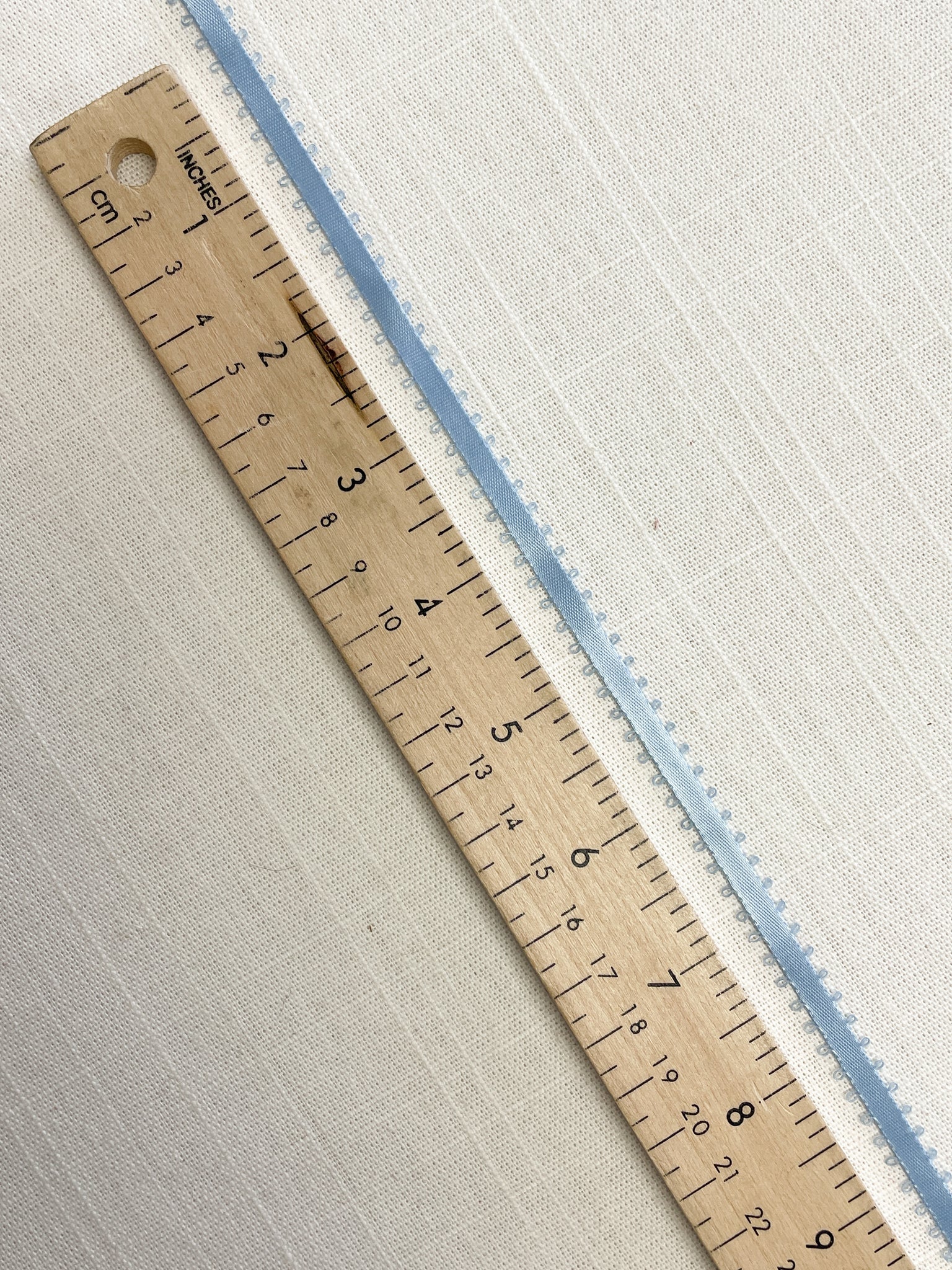 SALE 3 1/3 YD Polyester Picot Satin Ribbon - Light Blue