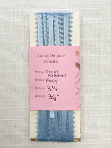 SALE 3 1/3 YD Polyester Picot Satin Ribbon - Light Blue