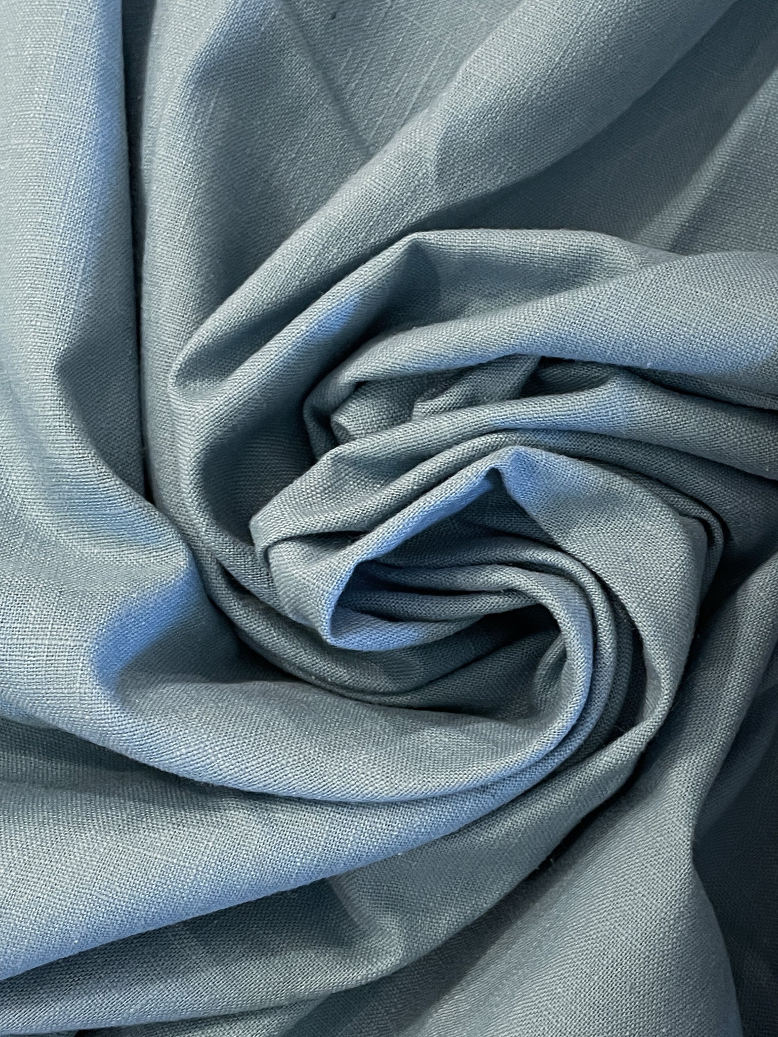 Tablecloth Cotton Slub Weave Round - Blue