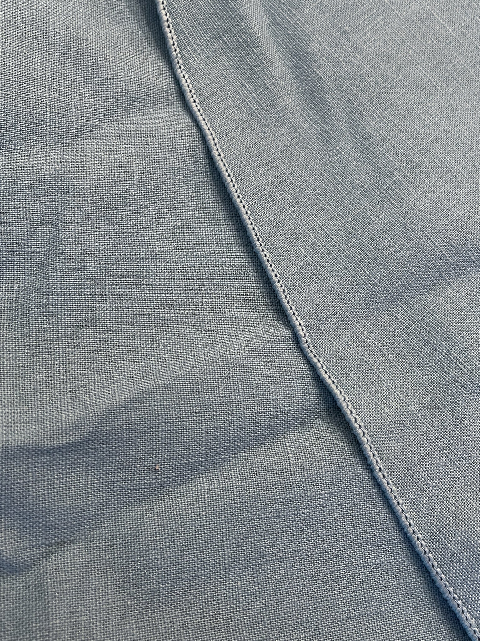 SALE Tablecloth Cotton Slub Weave Round - Blue