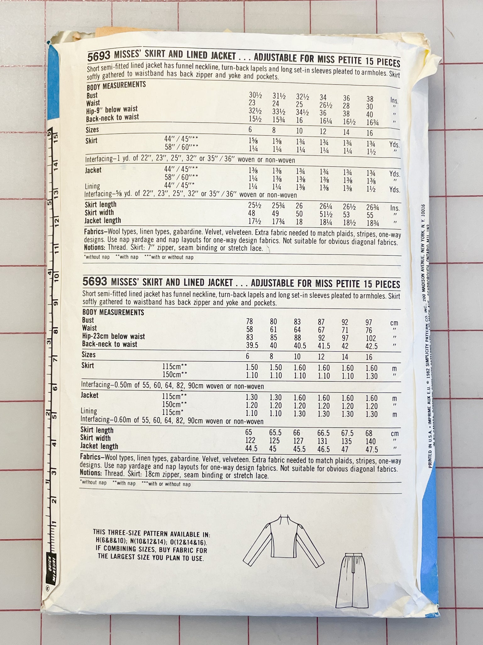 SALE 1982 Simplicity 5693 Pattern - Skirt and Jacket