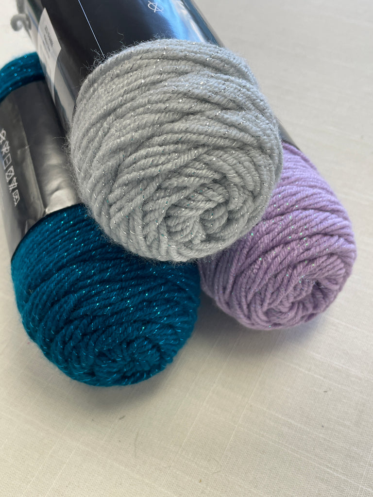 Yarn Acrylic Sparkle - Teal, Lavender or Gray